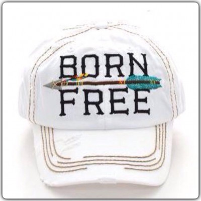 Born Free Tribal Arrow Southwest Tribal Western Gypsy White Distressed Cap  eb-72686653